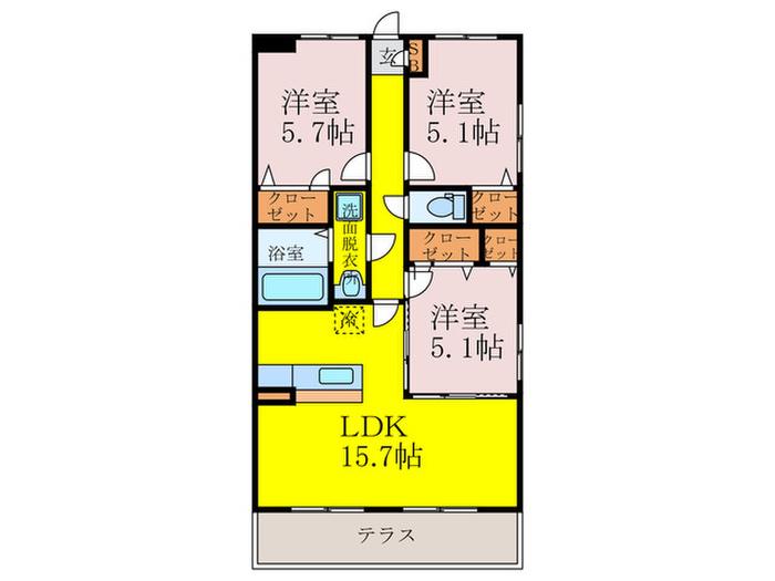 ハッピネス若葉台(3LDK/2階)の間取り写真