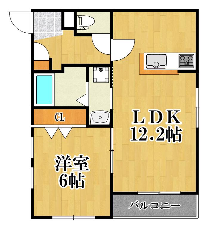 エスポワール市場上町(1LDK/1階)の間取り写真