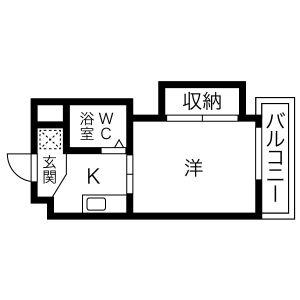 グリーンヒル藤ヶ丘(1K/2階)の間取り写真
