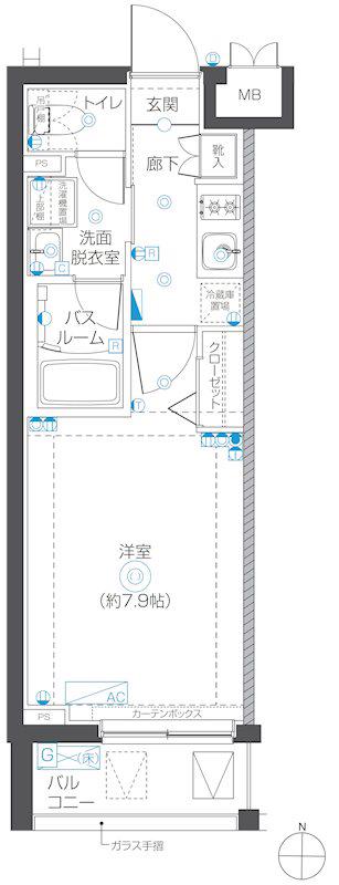 ZOOM武蔵新城(1K/2階)の間取り写真