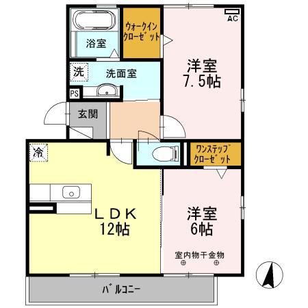 オルテンシア(2LDK/2階)の間取り写真