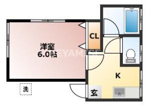 PLANETCORE片淵B(1K/1階)の間取り写真