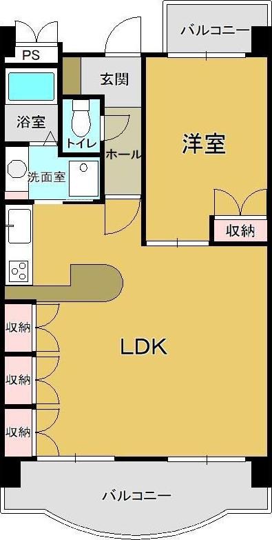 クレール浜松II(1LDK/6階)の間取り写真