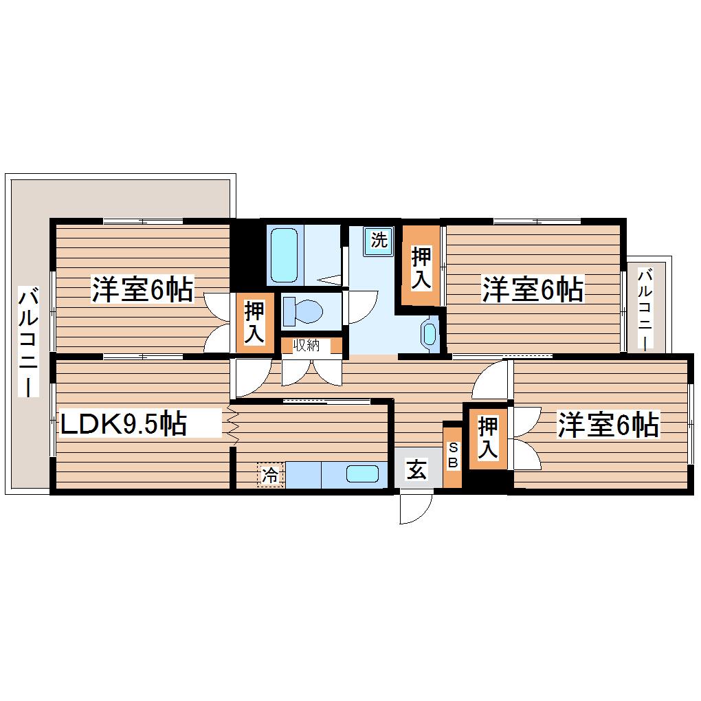 コーポラス慶(3LDK/2階)の間取り写真