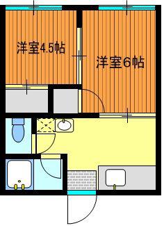手島荘(2K/1階)の間取り写真