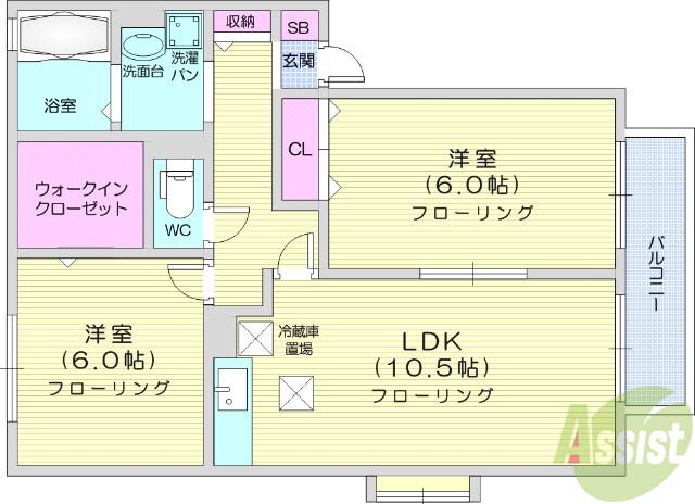 カーサ羽黒B(2LDK/1階)の間取り写真
