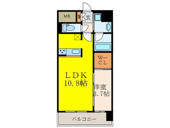 ドン・パレス江坂(1LDK/2階)の間取り写真