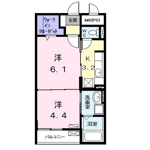 サニーコート(2K/2階)の間取り写真