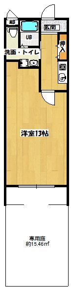 CARPE DIEM 16(1K/1階)の間取り写真