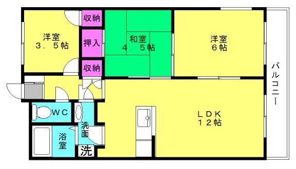 ロイヤルメゾン富士(3LDK/1階)の間取り写真