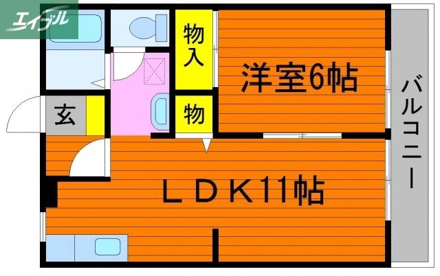 モデラート21 B棟(1LDK/1階)の間取り写真