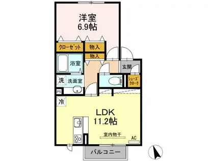 エクセル東合川Ⅲ(1LDK/2階)の間取り写真