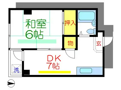 三ノ輪三井ハイツ(1DK/5階)の間取り写真