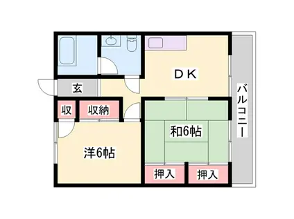 サニーハイム ヤシロ(2DK/1階)の間取り写真