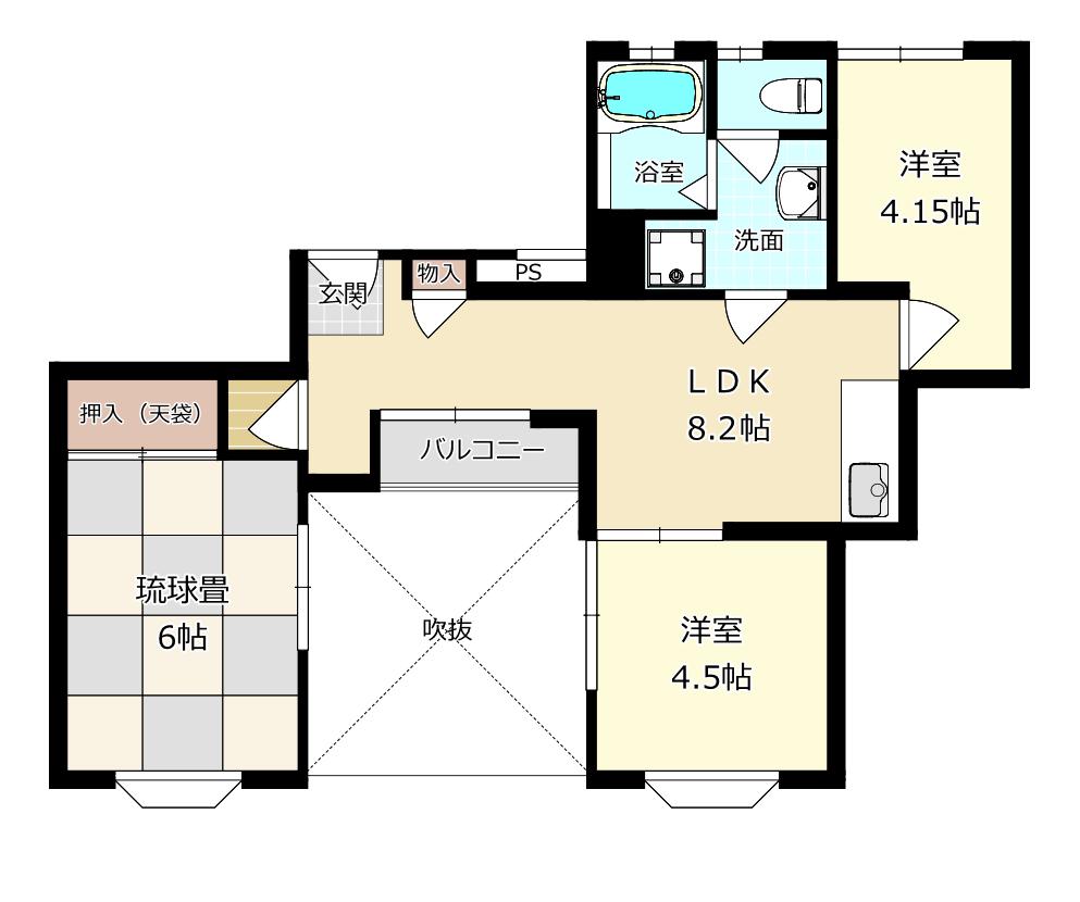 アンバサダー(3LDK/3階)の間取り写真
