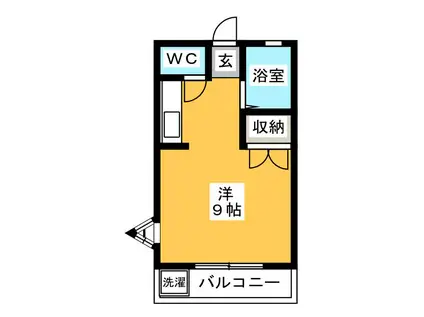 グリーンヒルB(ワンルーム/2階)の間取り写真