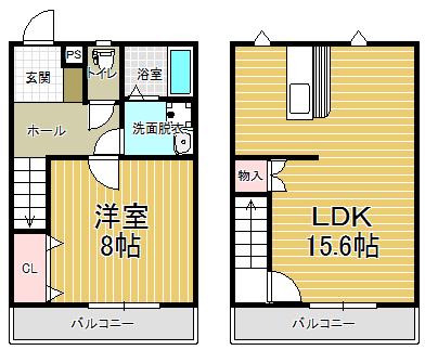 COMODO(1LDK/2階)の間取り写真