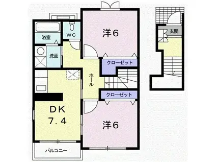 ポラリスI(2DK/2階)の間取り写真