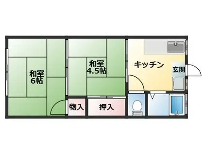 山翠荘(2DK/2階)の間取り写真