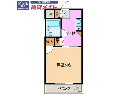 エレボールI(1K/3階)の間取り写真