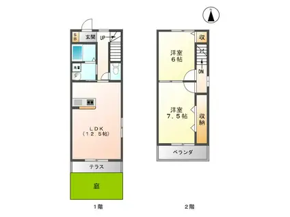 阿漕町パレス(2LDK/2階)の間取り写真
