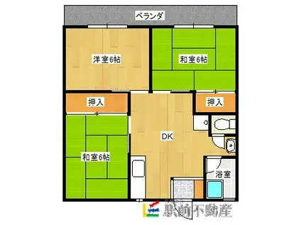 日新ビル(3DK/4階)の間取り写真