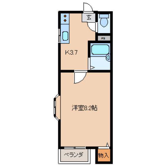 ロイヤル荒井A棟(1K/1階)の間取り写真