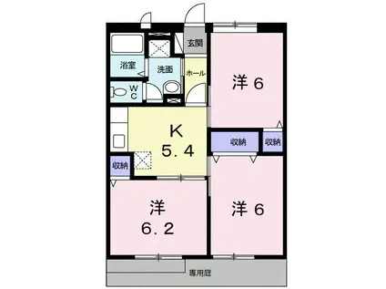 ロマネ・コンティII(3K/1階)の間取り写真