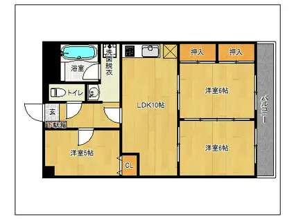 パープルハイツ大野(3LDK/2階)の間取り写真
