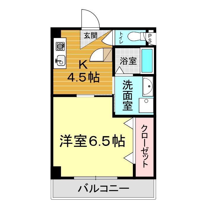パールホームズ稗田(1K/4階)の間取り写真