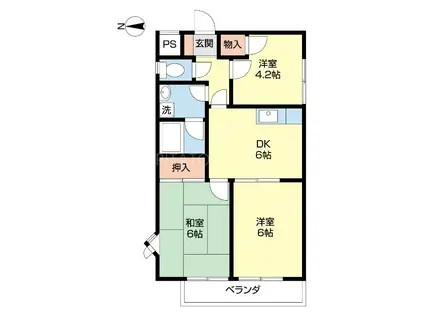 グリーンフルとまとII(3DK/2階)の間取り写真