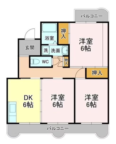 グランヴェール伏見I(3DK/3階)の間取り写真