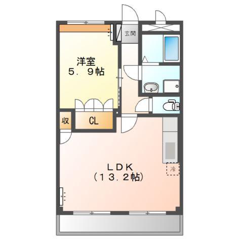 サン・ヴィラージュ(1LDK/2階)の間取り写真