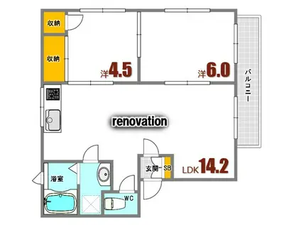 プレジール小林A(2LDK/1階)の間取り写真