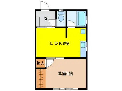 サーラスハマA・B・C・D・E(1LDK/2階)の間取り写真