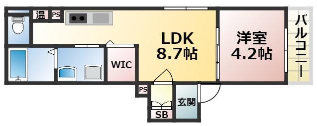 GRANDIR弥刀(1LDK/3階)の間取り写真