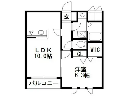 サンフラワー中海岸(1LDK/3階)の間取り写真