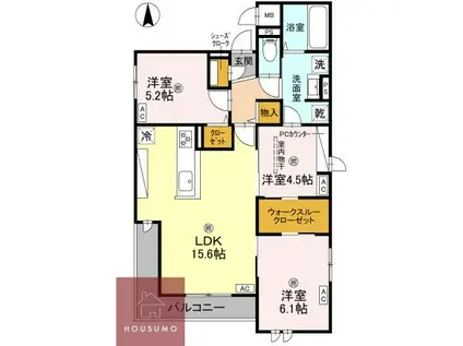 クラシスト泉町(3LDK/3階)の間取り写真