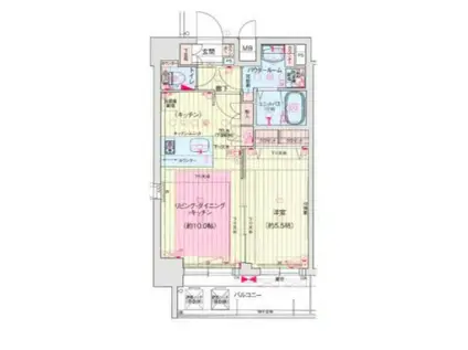 プレサンスコウベティアラ(1LDK/9階)の間取り写真