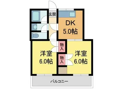 メゾン三宅III(2DK/2階)の間取り写真
