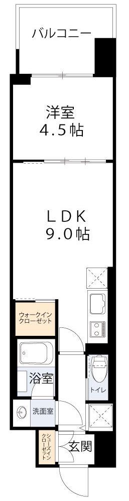レオングラン本町橋(1LDK/14階)の間取り写真