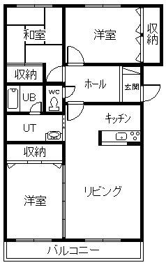 エスティ三番舘1号館(3LDK/3階)の間取り写真