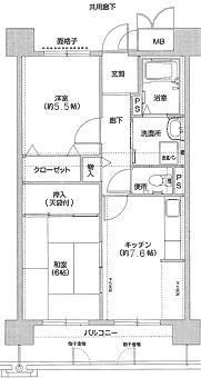 コーシャハイツ相生(2DK/7階)の間取り写真