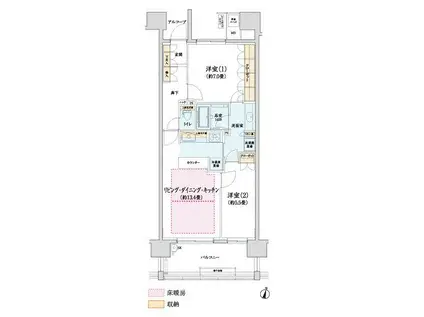 パークタワー勾当台公園(2LDK/8階)の間取り写真