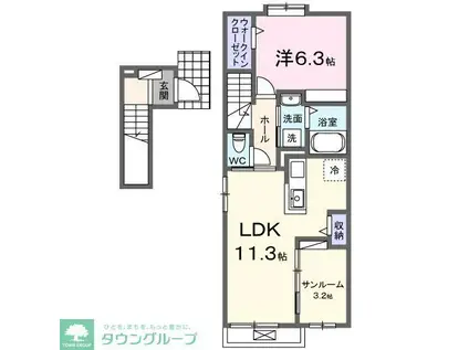 セレーノ下福田(1LDK/2階)の間取り写真