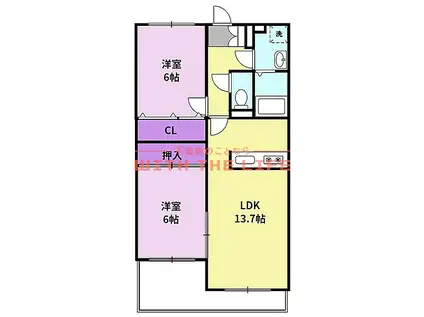 エクセレント合川(2LDK/3階)の間取り写真