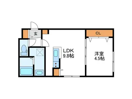 FUENTE27 フェンテ27(1LDK/4階)の間取り写真