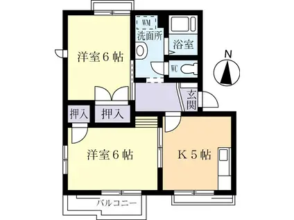エルソールハイツ(2DK/1階)の間取り写真