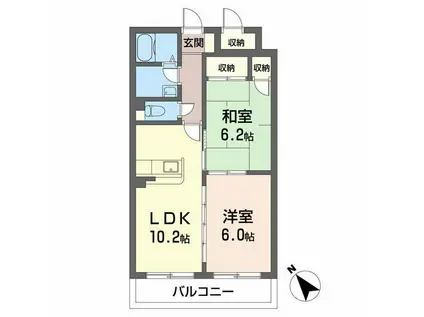 ヴィゲール庚午(2LDK/3階)の間取り写真