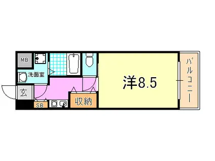 グレンパーク兵庫駅前(1K/6階)の間取り写真